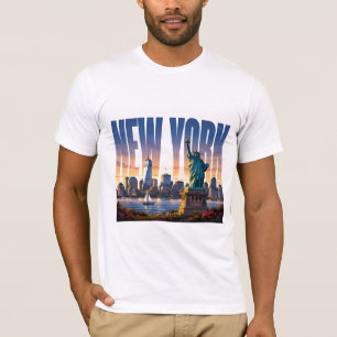 Nieuwe Yorkse Silhouette Liberty Waterfront Uitzic T-shirt