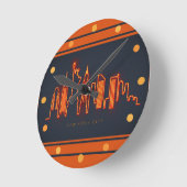 Nieuwe Yorkse Silhouette Oranje Neon Uitzicht Stad Ronde Klok (Hoek)