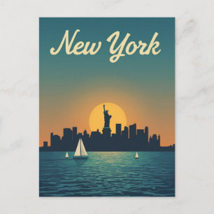 Nieuwe Yorkse zonsondergang skyline uitzicht Briefkaart