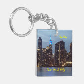 NIEUWE YORKSKYLINE IN BLAUW DOUANE SLEUTELHANGER (Voorkant Links)