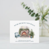 Nieuwe zalen afdekken kerstboomstructuur verplaats aankondigingskaart (Staand voorkant)