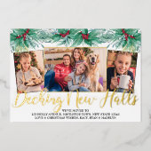 Nieuwe zalen Holly en Mistletoe 3 Foto decoderen Folie Feestdagenkaart (Voorkant)