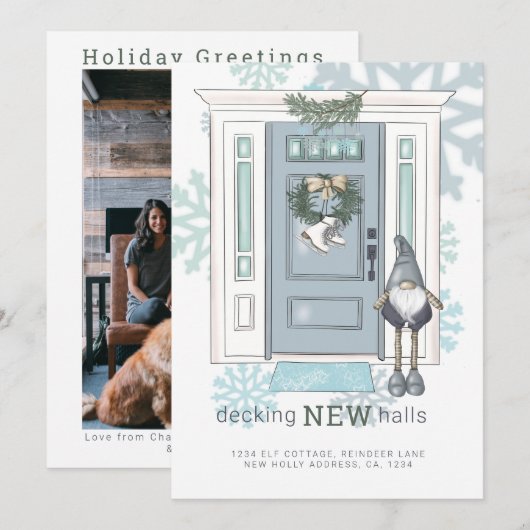 Nieuwe zalen nieuwe kerstfeestdag thuis kaart (Voorkant / Achterkant)