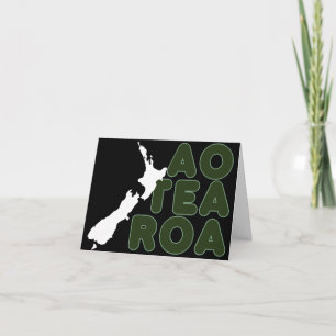 NIEUWE ZEALAND MAP AOTEAROA TEKST KIWI NZ BLACK WH KAART