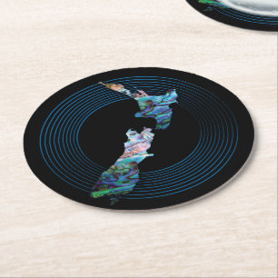 NIEUWE ZEALAND MAP PAUA RINGS RONDE KARTONNEN ONDERZETTER