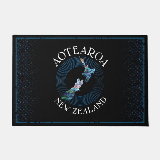 NIEUWE ZEALAND MAP RINGS PAUA DOORMAT DEURMAT (Voorkant)