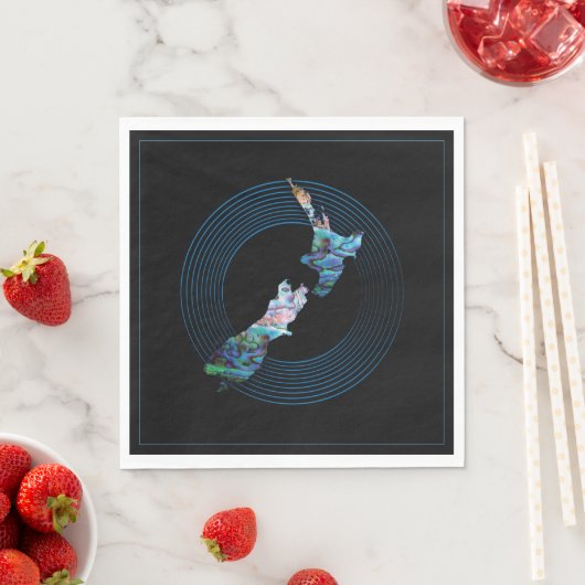 NIEUWE ZEALAND MAP RINGS PAUA NAPKIN SERVET (Insitu)