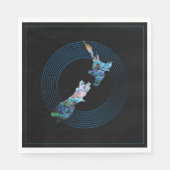 NIEUWE ZEALAND MAP RINGS PAUA NAPKIN SERVET (Voorkant)