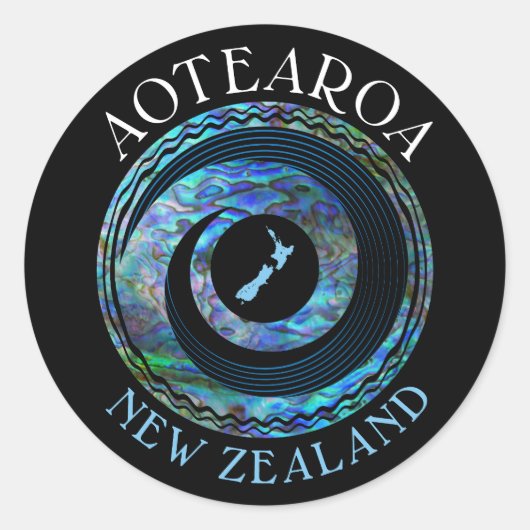 NIEUWE-ZEELAND KORU MAP PAUA RONDE STICKER (Voorkant)