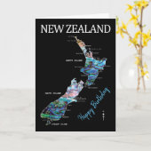  NIEUWE ZEELAND MAP BIRTHDAY KAART (Gele Bloem)