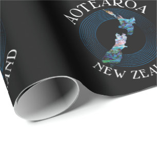 NIEUWE-ZEELANDSE LANDKAART PAUA CADEAUPAPIER