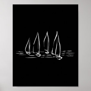 Nieuwe zeilboten op open water zeilvaart boten poster