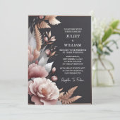 Nieuwe Zijde Roze Boho Peony Tuin Stoffig Roos Bru Kaart (Staand voorkant)