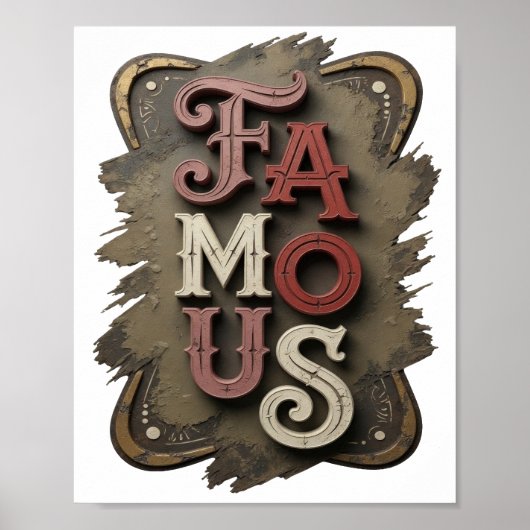 Nieuwe zilveren FAMOUS Design Poster (Voorkant)