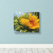 Nieuwe zonnebloem canvas afdruk (Insitu (Houten vloer))