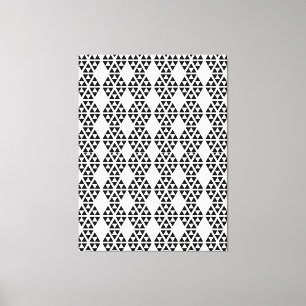 Nieuwe zwarte en witte driehoeken, naadloze patron canvas afdruk