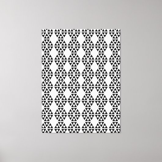 Nieuwe zwarte en witte driehoeken, naadloze patron canvas afdruk (Voorkant)