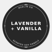 Nieuwe zwarte zelfgemaakte sojakaars chic potdekse ronde sticker (Voorkant)