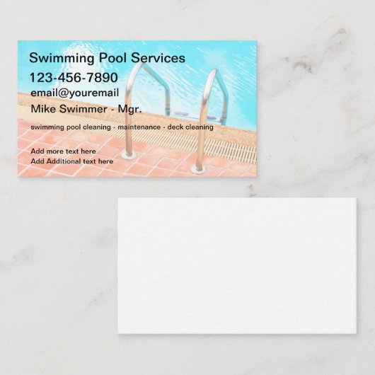 Nieuwe zwembadservice visitekaartje (Voorkant / Achterkant)