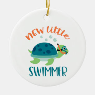 Nieuwe zwemmer keramisch ornament