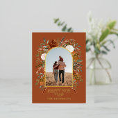 Nieuwejaar budget botanische elegante terracotta folie feestdagen briefkaart (Staand Voorkant)