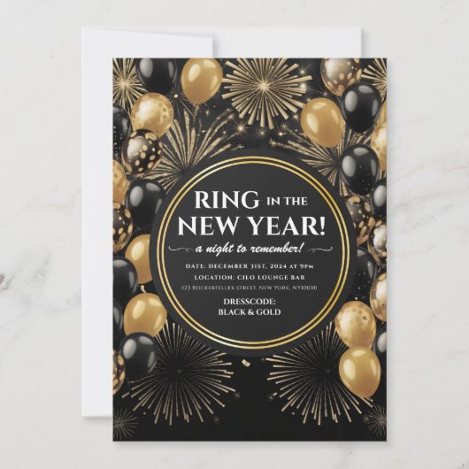 Nieuwejaarfeest Black Gold-feest uitnodiging (Voorkant)