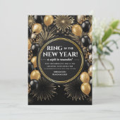 Nieuwejaarfeest Black Gold-feest uitnodiging (Staand voorkant)