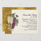 Nieuwejaars champagneglas druiven bewaar de datum kaart (Voorkant / Achterkant)