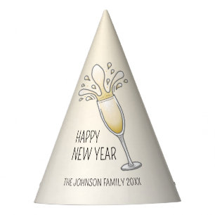 Nieuwejaars Champagneglas Feesthoedjes