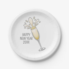 Nieuwejaars Champagneglas Papieren Bordje
