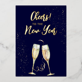 Nieuwejaars champagneglazen marinefolie feestkaart folie feestdagenkaart