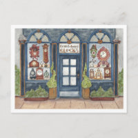 Nieuwejaars Vintage Klok Winkel Watercolor