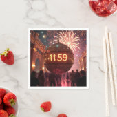Nieuwejaarsavond aftelklok met vuurwerk servet (Insitu)