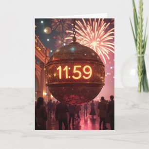 Nieuwejaarsavond aftelteller met vuurwerk kaart