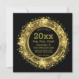 Nieuwejaarsavond Klok Glitter Confetti Kaart