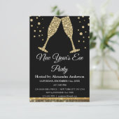 Nieuwejaarsavondfeest Champagne Glazen 2024 Kaart (Staand voorkant)