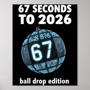 Nieuwejaarsbal-daling Countdown Grappige Brainrot Poster
