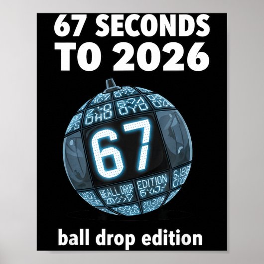 Nieuwejaarsbal-daling Countdown Grappige Brainrot Poster (Voorkant)