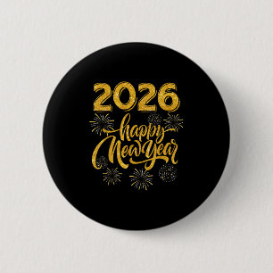 Nieuwejaarsfeest Artikelen 2026 Gelukkig Nieuwjaar Ronde Button 5,7 Cm