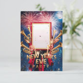 Nieuwejaarsfeest Blank Uitnodigingskaart Kaart (Staand voorkant)