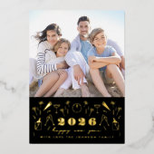 Nieuwejaarsiconen Foto Folie Feestdagenkaart (Voorkant)