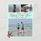 Nieuwejaarskaart met strandthema en gedateerde fot feestdagenkaart (Voorkant)