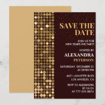 Nieuwejaarsuitnodiging Save the date Goud