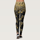Nieuwejaarsviering Champagne Gouden Glitter Leggings (Achterkant)