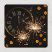 Nieuwejaarsvuurwerk op een middernachtklok kaart (Achterkant)