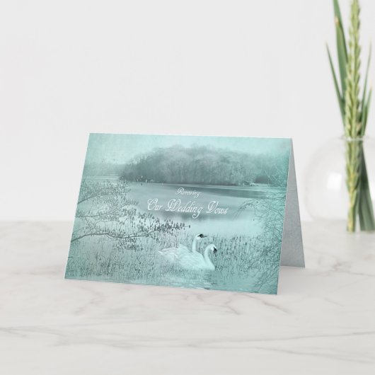 NIEUWENDE WEDING VOWS INVITATION - Two Swans/Lake (Voorkant)