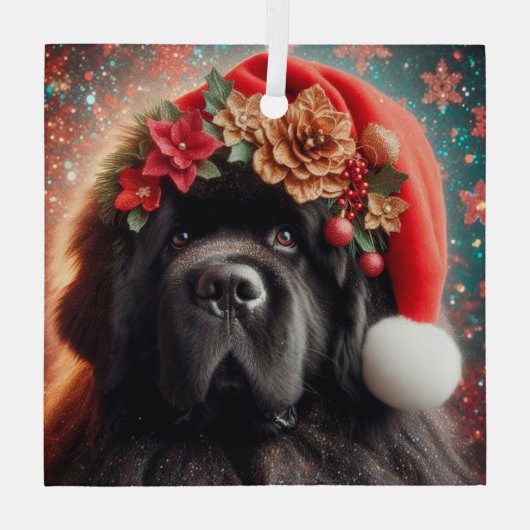 Nieuwf in Fancy Santa Hat Glas Ornament (Achterkant)