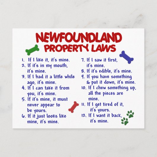 NIEUWFOUNDLAND Eigendomwetten 2 Briefkaart (Voorkant)