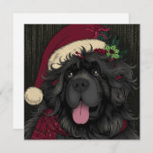 Nieuwfoundlandse puppy-hond met kerstmuts feestdagenkaart (Voorkant / Achterkant)