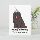 Nieuwfoundse hond Happy Birthday To Youuuuu kaart (Staand voorkant)